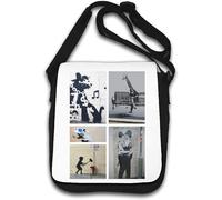 Banksy Street Art Sac à bandoulière Motif graffiti Blanc, blanc, Taille unique