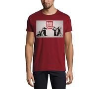 Banksy Street Art Sale Ends Today Crew Neck Cotton T-Shirt Homme Bordeaux, bordeaux, M