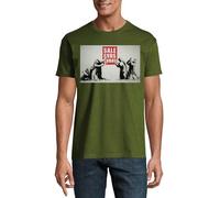 Banksy Street Art Sale Ends Today T-shirt à col rond en coton pour homme Vert chasseur, vert chasse, M
