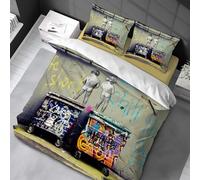 Banksy Street Graffiti Art Parure de lit Mignonne La Vie est Courte Chill The Duck Out Graffiti Prints Literie colorée Parure de lit Queen 140 x 200 cm x 1/40 x 75 cm x 2