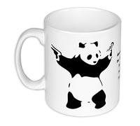 Banksy Tasse Destroy Racism - Design panda - Tasse anti-racisme - Céramique - Blanc - 1 pièce - Capacité 300 ml - Environ