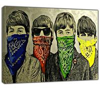 BANKSY The Beatles Bandana Décoration murale Impression sur toile encadrée, 40'' x 30'' inch-38mm depth