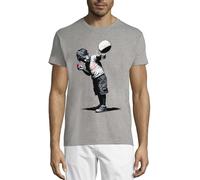 Banksy There is Always Hope Little Boy with A Chain Crew Neck Cotton Men's T-Shirt Gris, gris, XXL