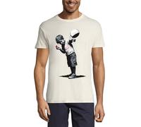 Banksy There is Always Hope Little Boy with A Chain Crew Neck Cotton Men's T-Shirt Natural, naturel, L