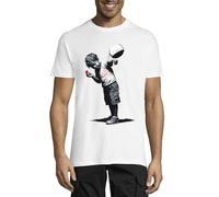 Banksy There is Always Hope Little Boy with A Chain Crew Neck Cotton T-Shirt Homme Blanc, blanc, M