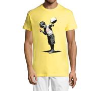 Banksy There is Always Hope Little Boy with A Chain Crew Neck Cotton T-Shirt Homme Jaune, jaune, L