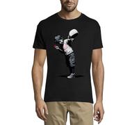 Banksy There is Always Hope Little Boy with A Chain Crew Neck Cotton T-Shirt Homme Noir, Noir , XS