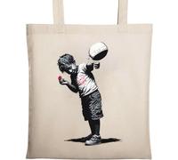 Banksy There is Always Hope Little Boy with A Chain Sac fourre-tout en coton naturel écologique Beige
