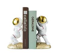 Banllis - Serre-livres sur le thème de l'espace en forme d’astronaute sur la lune - pour étagères, chambre d'enfant - serre-livres décoratifs très résistants, cadeau unique pour garçons/filles (doré)