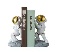Banllis Space Theme Bookends for Shelves, Astronaut Moon Book Ends for Kids Room, Decorative Planet Book Stoppers to Hold Books Heavy Duty, Unique Boys and Girls Gift (Gray)