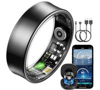 BANLVS Bague Connectée, Boîtier de Recharge Inclus, Smart Ring avec 24/7 Fréquence Cardiaque HRV SpO2 Sommeil Stress, 176 Sport,Étanche IP68, APP sans Abonnement iOS Android, Noir, 65.4mm(11)