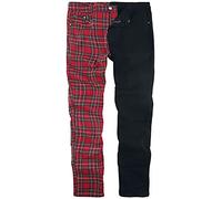 Banned Alternative Pantalon Split Homme Pantalon en Toile Rouge/Noir S