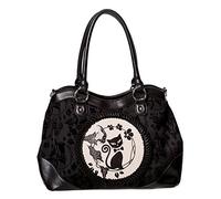 Banned Apparel Phoenix CHAT CHATON floral floqué rockabilly Sac à main - Noir, Taille Unique