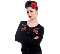 Banned Cerises Crânes Cardigan Gilet Tricot de Années 50 - Noir (XL - FR 44)