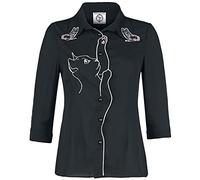 Banned Dancing Days Chemise Snow Bird Femme Chemisier Noir 100% Polyester Regular/Coupe Standard