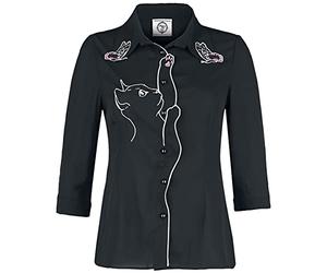 Banned Dancing Days Chemise Snow Bird Femme Chemisier Noir 100% Polyester Regular/Coupe Standard