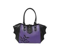 Banned Haunted Annabelle Tote Bag - Sac à main gothique en forme d'aile de chauve-souris, chauves-souris violettes et noires