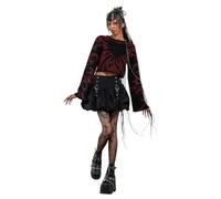 Banned Pull « Toxic Love » Interdit - Pull Court en Maille Gothique à Flammes, Style Oversize, Bordeaux, S