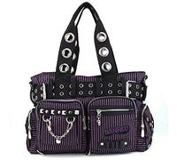Banned Sac à bandoulière pour femme - Avec menottes et rivets - Noir/violet