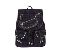Banned Sac à dos Yamy Tartan - Motifs gothiques punk à carreaux et têtes de mort, style punk.