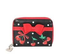 Banned Sac à Main Cherries and Bows - Portefeuille zippé rétro Rockabilly à Motif Cerises et nœuds, Tartan