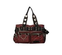 Banned Sac bandoulière rouge et noir rayée punk sac bandoulière toilée