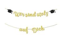 Banner avec Guirlande Chapeau de Diplôme 5pcs Graduation Glitter Wir Sind Stolz Auf Dich Party 2026