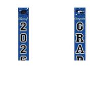 Banner avec Guirlande Chapeau de Diplôme Décorations de porche lavables for remise diplôme, 2 pièces, classe 2026(Blue)