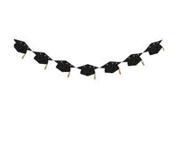 Banner avec Guirlande Chapeau de Diplôme Guirlande de saison suspendue for casquettes remise diplôme, 5 pièces, for fête, bricolage(Black)