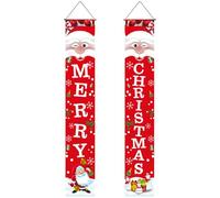 Banner de Noël, 71 pouces Red Santa Claus Merry Christmas Hanging Sign pour le porche, cour, mur, extérieur (style1)