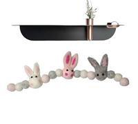 Banner de Pâques Bunny Happy, Pâques Bunny Garland - Bannière de porte de lapin Bohême de Pâques Garland,Fournitures de fête à la main décoration de couronne de balle colorée pour la cheminée
