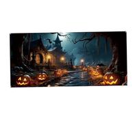 Banner de portes de garage d'Halloween 16x7 pi Spooky château cimetière Halloween Garage couverture porte résistant à la baisse suspension avec décorations l'obstacle.