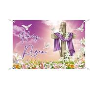 Banner de résurrection de Jésus - Grande toile de fond de Pâques, affiche murale religieuse | Printemps, il est le décor résuré avec un message significatif, une affichage de foi pour les événements d