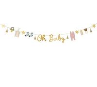 PartyDeco Bannière Oh Baby ! 2,5 m Papier – Baby shower – Mixte