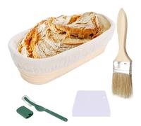 Banneton à Pain, Panier de Fermentation du Pain, 25x15x8 cm Paniere à Pain Longue et Ovale, Avec Tissu en Lin Panier en Rotin Résistan, Brotform en Rotin Naturel pour Pain et Levain Corbeille à Pain