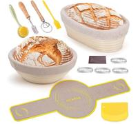 Banneton à Pain, PITCH PULSE Banneton Panier d'épreuvage Set, Panier de Fermentation Brotform en Rotin Naturel pour Pain et Levain