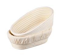 Banneton Lot de 2 corbeilles à pain ovales avec doublures, parfaits pour la cuisson du pain au levain professionnel et domestique 25,4 cm