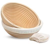 Banneton Lot de 2 paniers à pain ronds en rotin de 22,9 cm et doublures en tissu