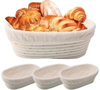 Banneton Lot de 3 paniers à pain ovales pour débutant et boulangers amateurs
