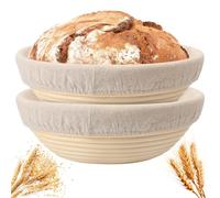 Banneton Lot de 4 corbeilles à pain rondes de 22,9 cm pour pâte à pain aigre, panier de cuisson ou levain à la maison