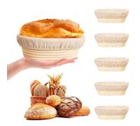 Banneton - Lot de 6 paniers à pain ovales avec doublure en lin, pour la fabrication de pain à la maison, 15,2 cm