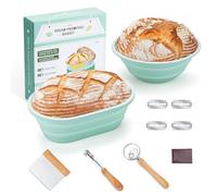 Banneton Panier d'épreuvage Set, PITCH PULSE Ensemble de Paniers à pain en Silicone Banneton Brotform en Rotin Naturel pour Pain et Levain