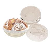 Banneton pour Pain, 3 Paniers de fermentation Ronds 25 x 8 cm, Panier de fermentation en rotin, Accessoires de pâtisserie, Panier de cuisson, Pour la maison et la pâtisserie professionnelle