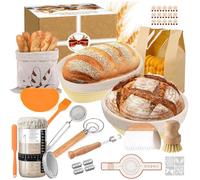 Banneton Pour Pain, 31 Pièces Kit Pain au Levain-Corbeille à Pain avec Grattoir à Pâte, Mélangeur à Pâte, Lame Boulanger Idéal Set de Paniere a Pain pour les Pains et Levains