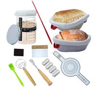 Banneton Pour Pain Ensemble De Cuisson, 11PCS Levain Ensemble De Pain Avec 2 Paniers De Levain, Couteau à Avec 5 Lames, Brosse, Grattoir Et Housse De Linge