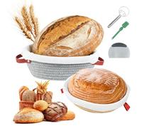 Banneton pour pain - panier de fermentation, ensemble de 2 corbeilles à pain (ovale et rond) - pour boulangers, épouses et mères - cuisson du pain
