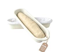 Bannetons pour Baguettes 42 cm en Pulpe - Lot de 2 avec 2 Housses en Lin - Panier de Fermentation pour Pain au Levain Maison