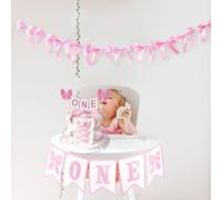 bannière 1er anniversaire fille bannière pour chaise haute décor de gâteau avec nœud rose bannière avec nœud rose pour coquette one décorations panneau 1er anniversaire fille just wanna be one