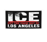 Bannière 2x4 pi « ICE Out of LA » (60x120 cm) - Résistance à l’ICE - Décoration murale pour chambre