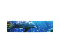 Bannière 3D à suspendre imprimée monde sous-marin poisson dauphi pour Halloween fête de Noël - 30 x 120 cm Photographie fond guirlande tapisserie murale pour toile de fond d'anniversaire, décoration